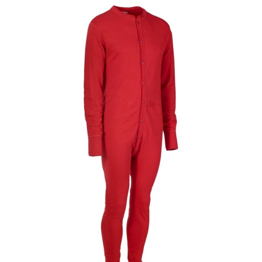 Vintage L.L. Bean Wool Union Suit Long John Body Underwear Red Men's L Drop Seat